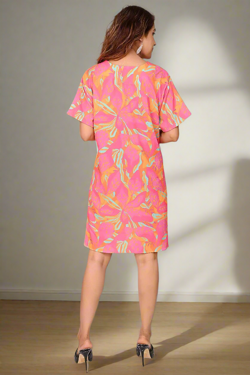 Premium Quality Digital Printed Tunic for Women in Pink Colour - Image 4