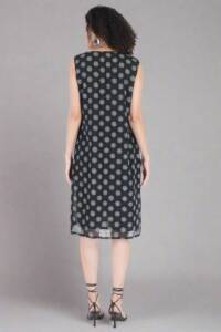 Snowflake Printed Black Dress - Image 2