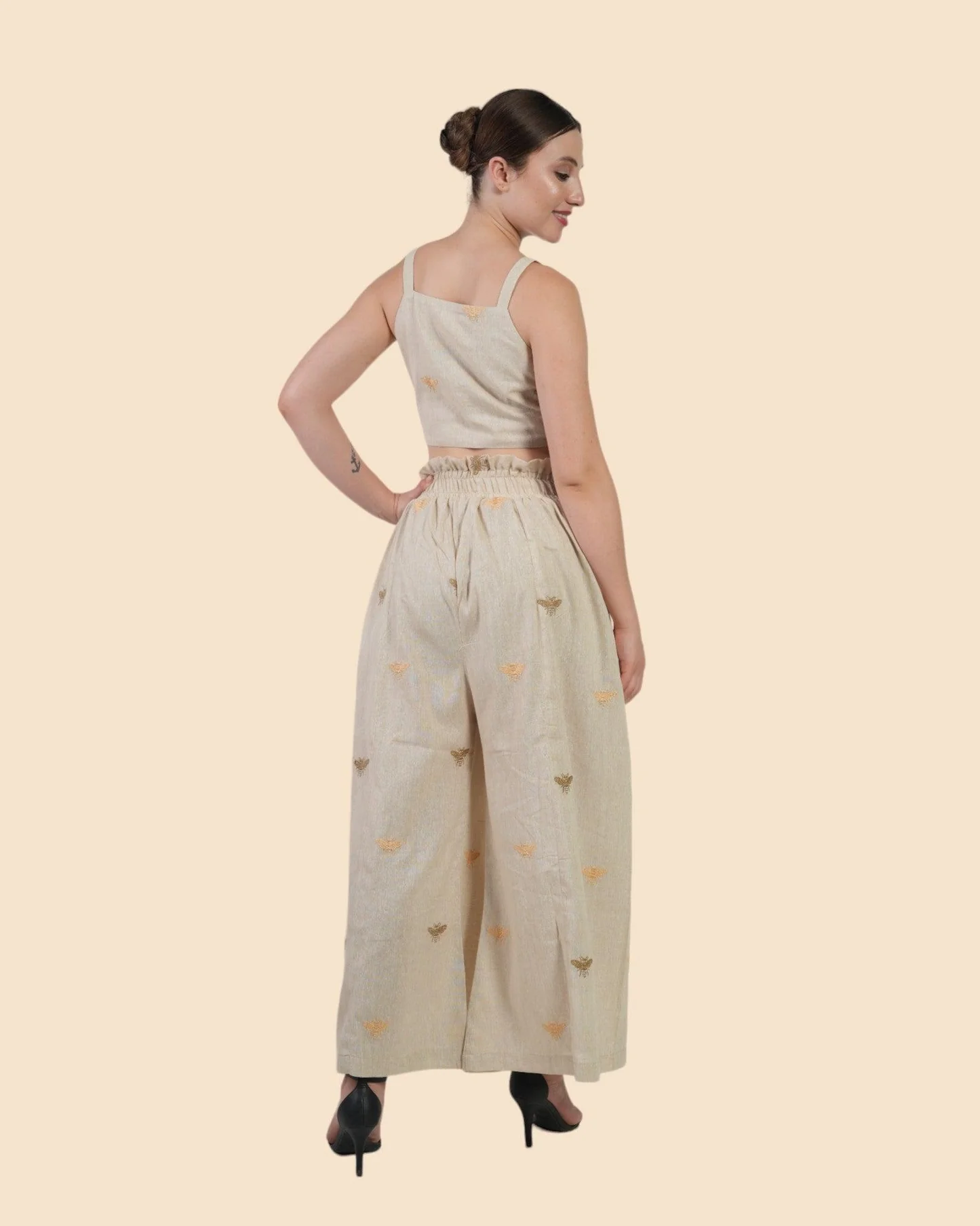 Women honey bee embroidered spaghetti top - Image 3