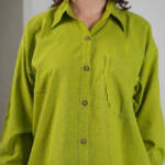 Oversized Green Cotton Shirt & Pajama Set - Image 3