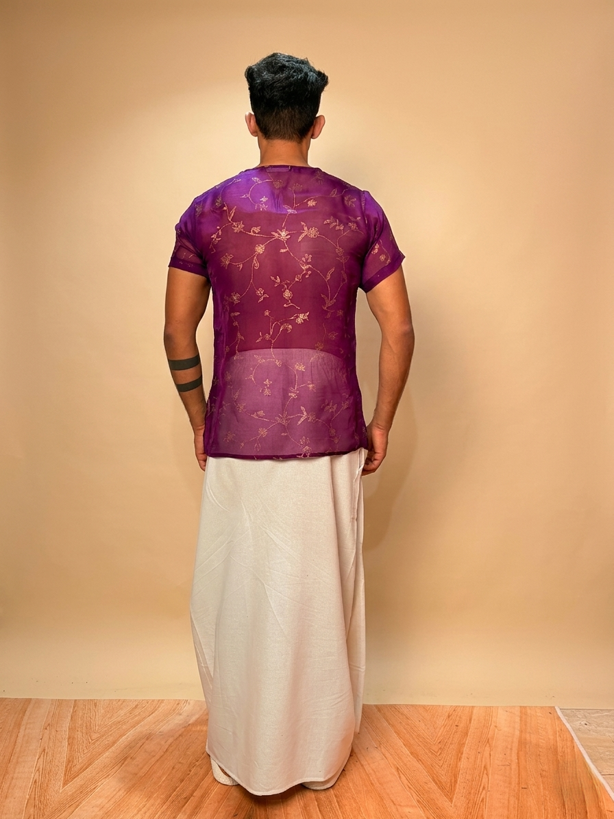 Men Silk Purple Colour Kurta. - Image 7