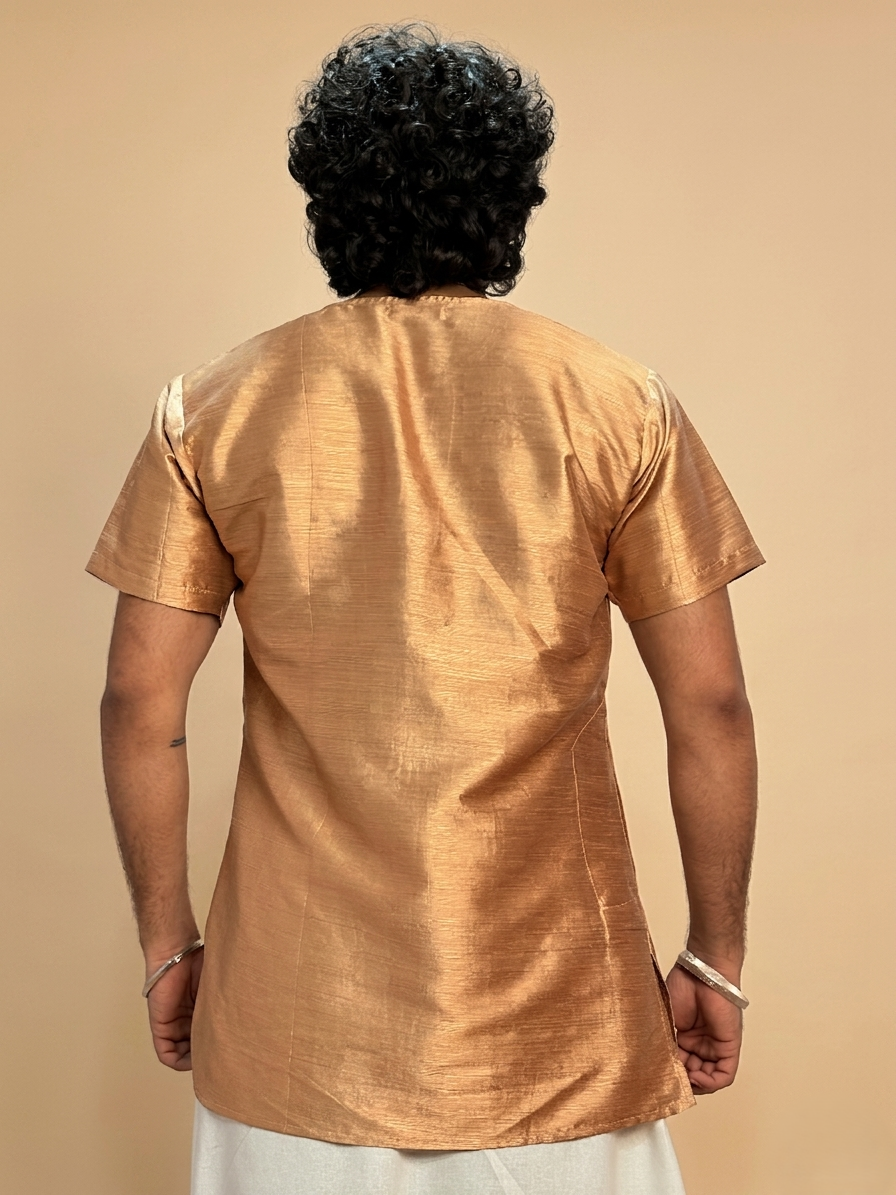 Men Golden Colour Mulberry Kurta. - Image 3