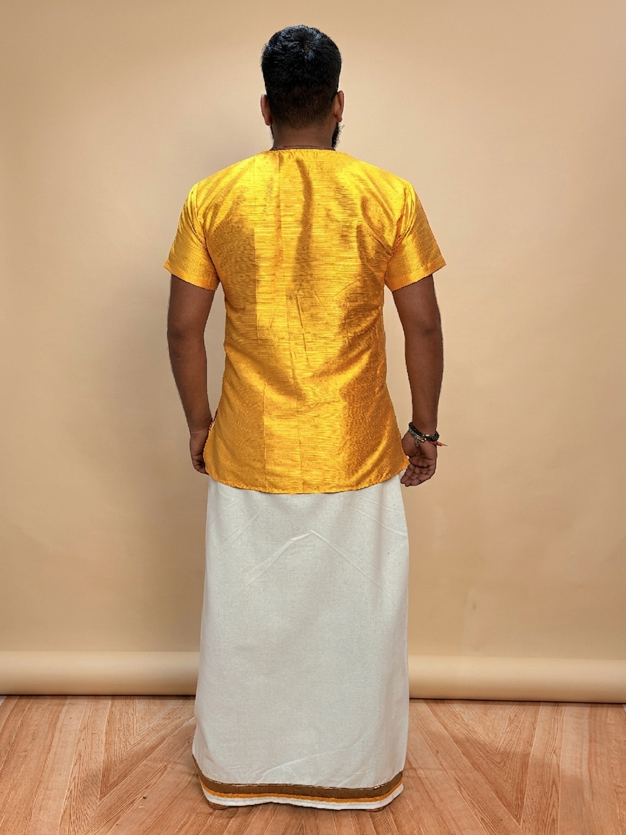 Men Yellow Colour Mulbery Kurta. - Image 3