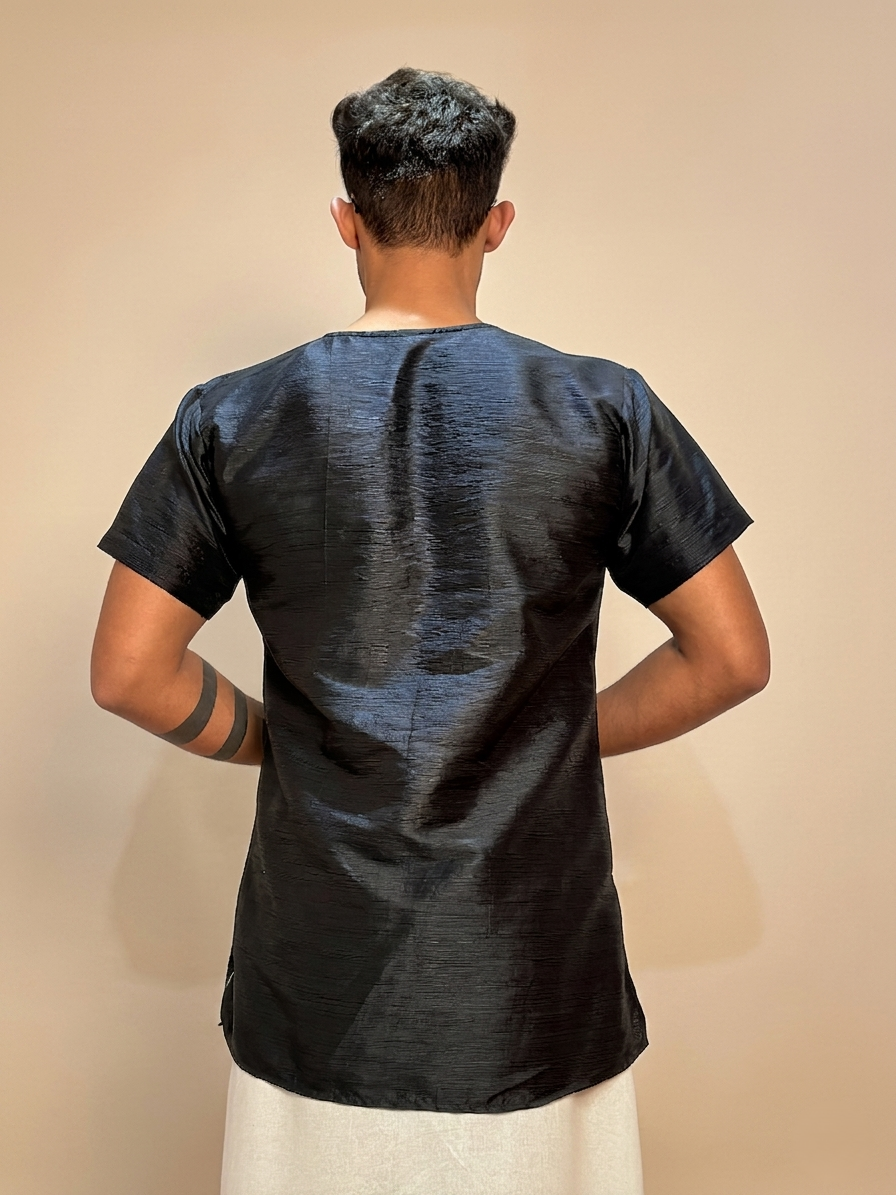 Men Black Colour Mulbery Kurta. - Image 4