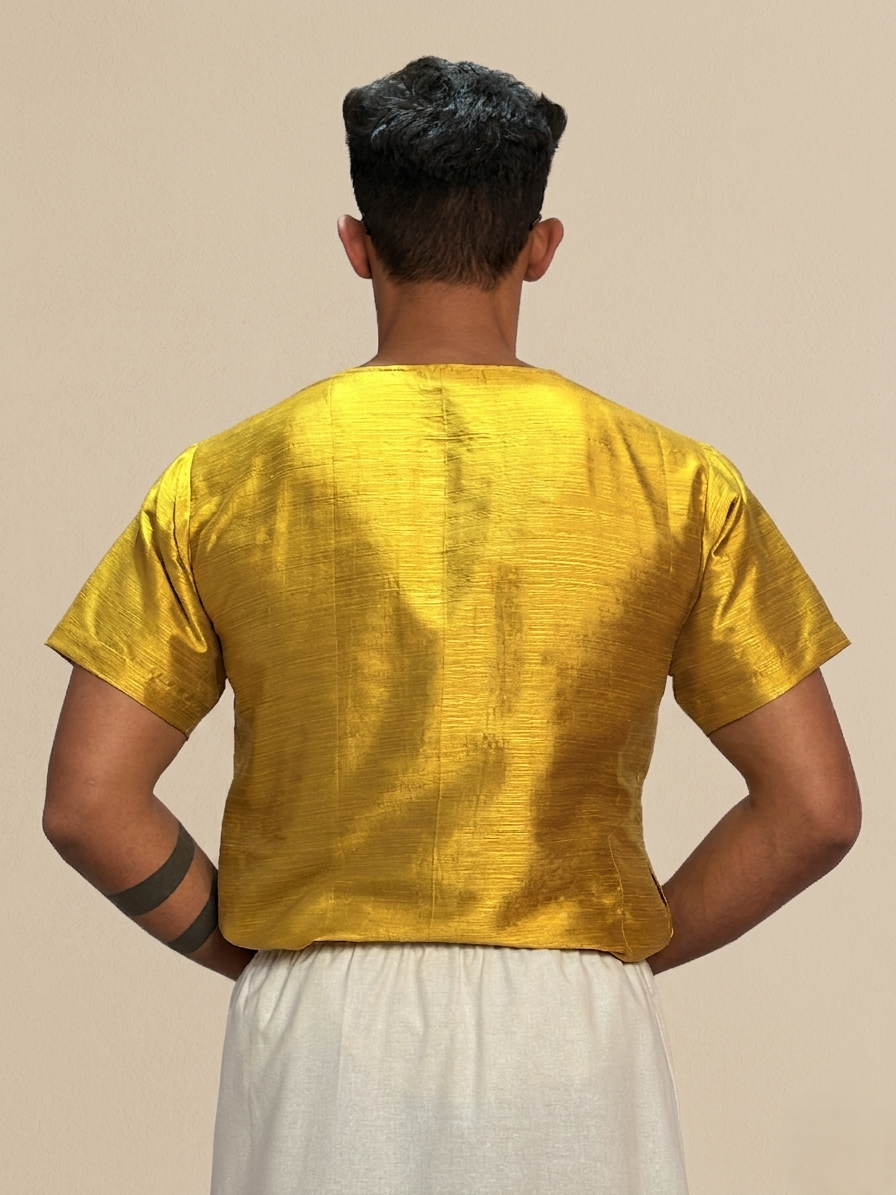 Men Mustard Yellow Colour Mulberry Kurta. - Image 4