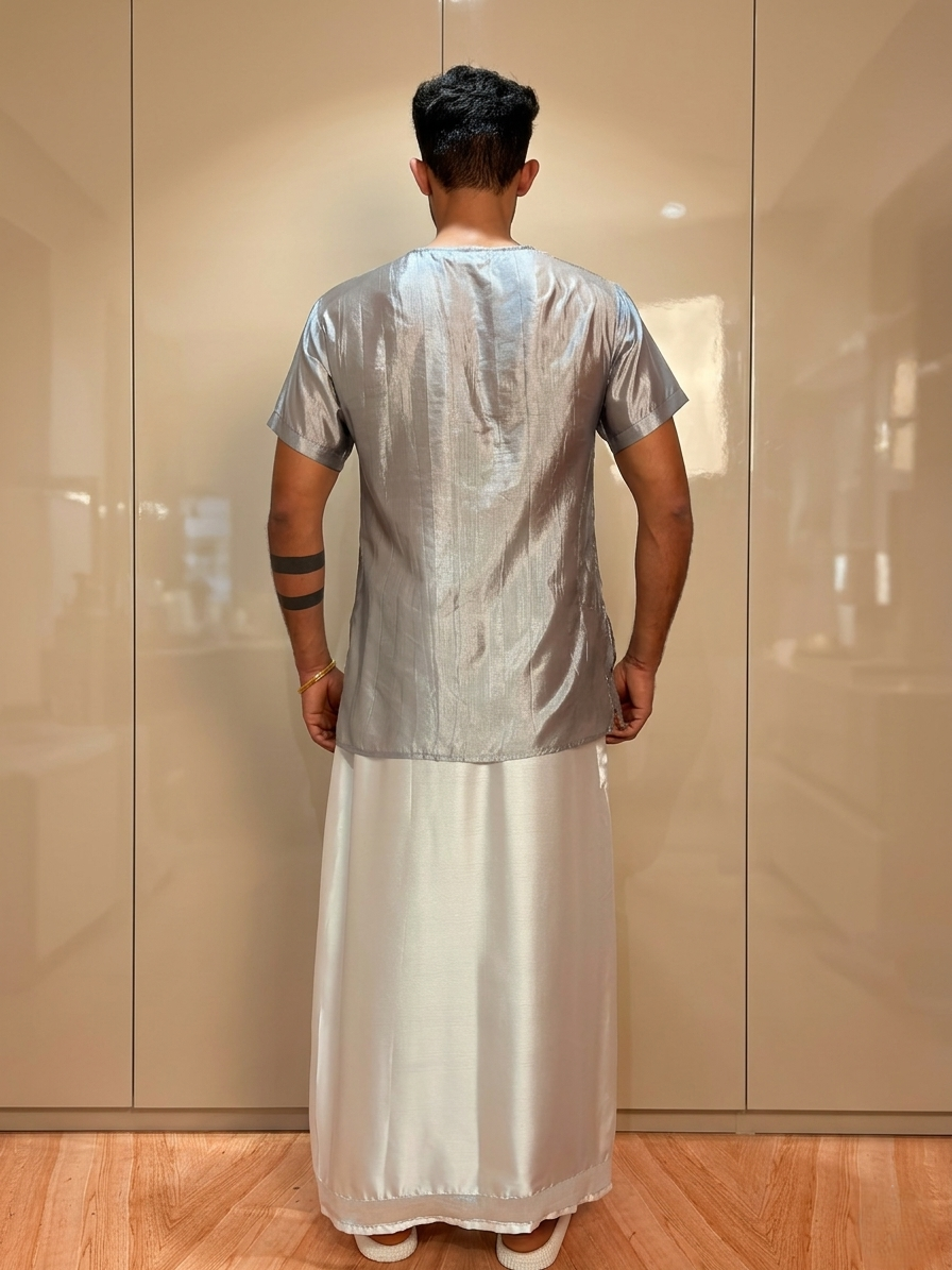 Men Slik Grey Colour Kurta - Image 5