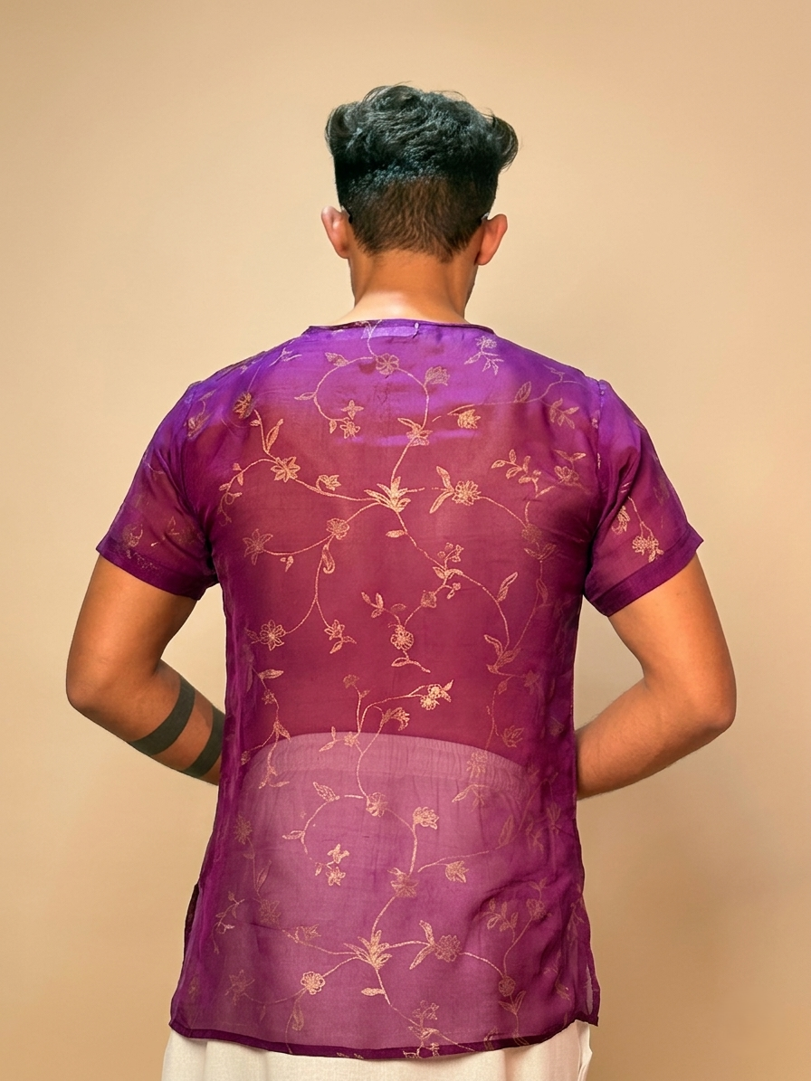Men Silk Purple Colour Kurta. - Image 8