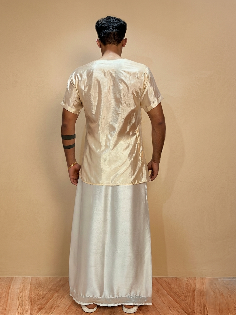 Men Silk Off-White Colour Kurta. - Image 4