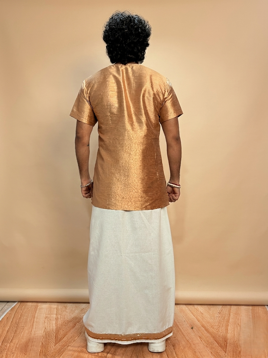 Men Golden Colour Mulberry Kurta. - Image 5