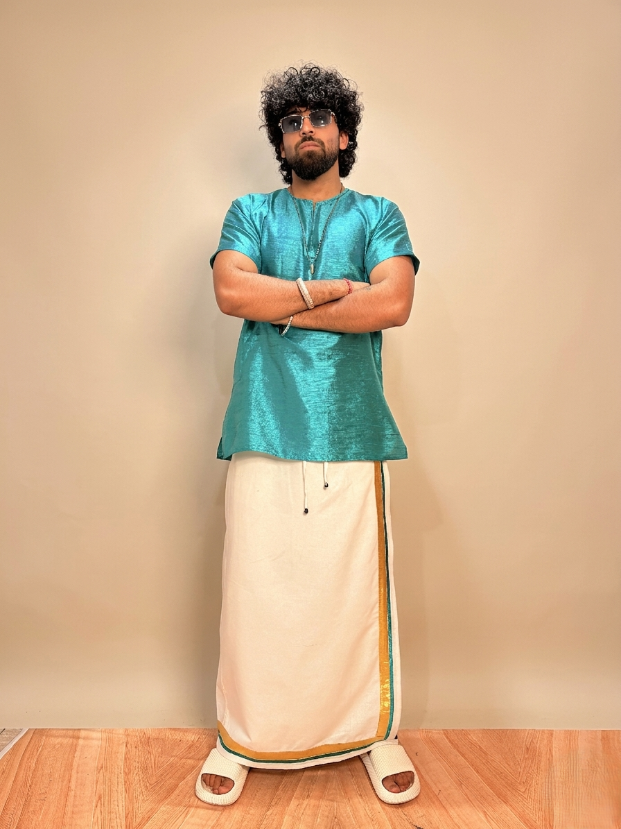 Men Ramagreen Colour Mulberry Kurta. - Image 6