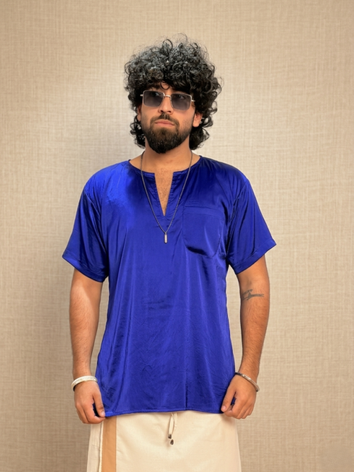 Men Dark Blue Colour With Satin Slik Kurta.