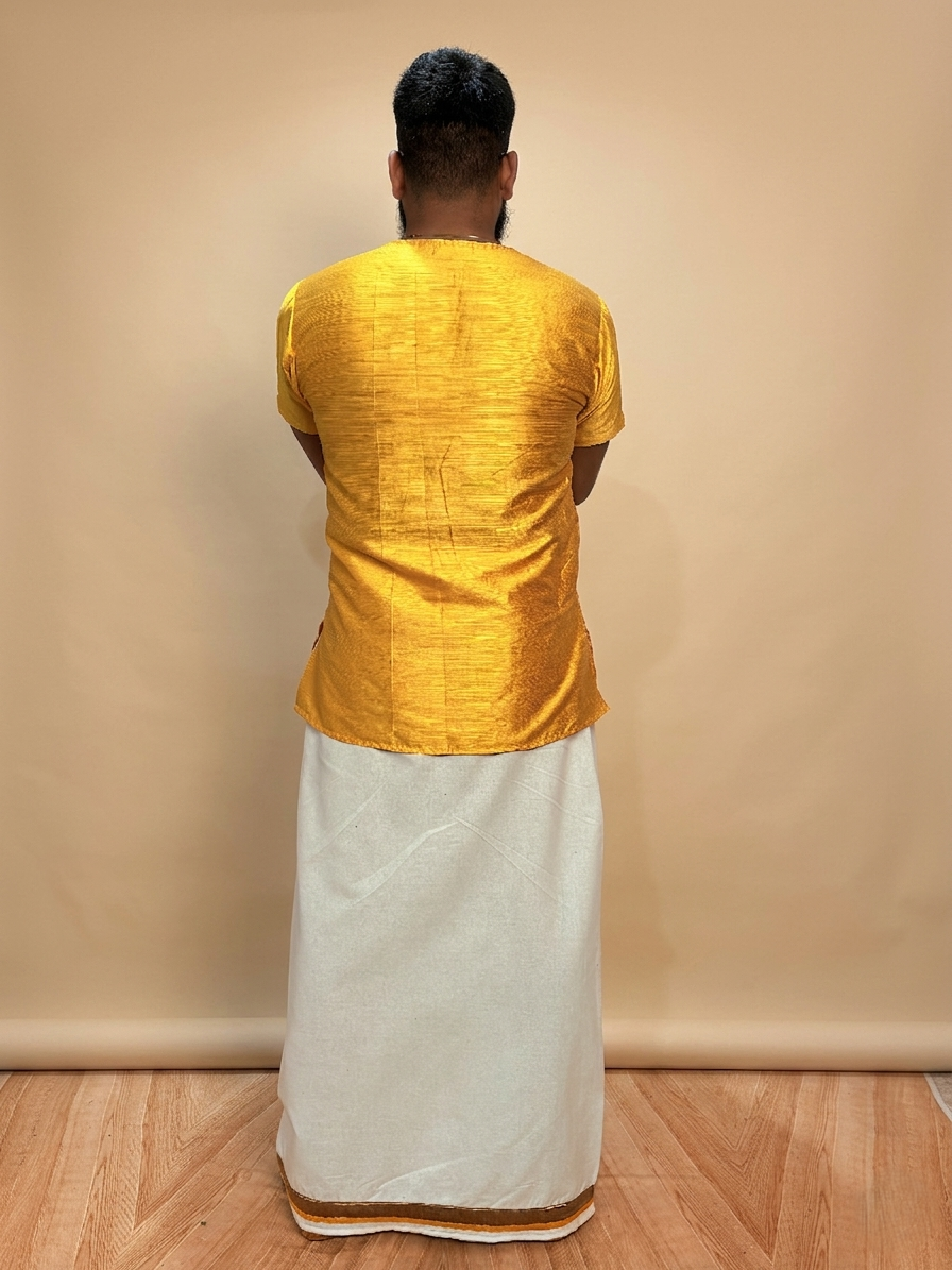 Men Yellow Colour Mulbery Kurta. - Image 6