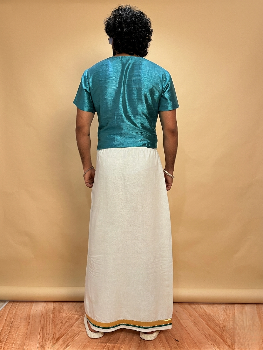 Men Ramagreen Colour Mulberry Kurta. - Image 7