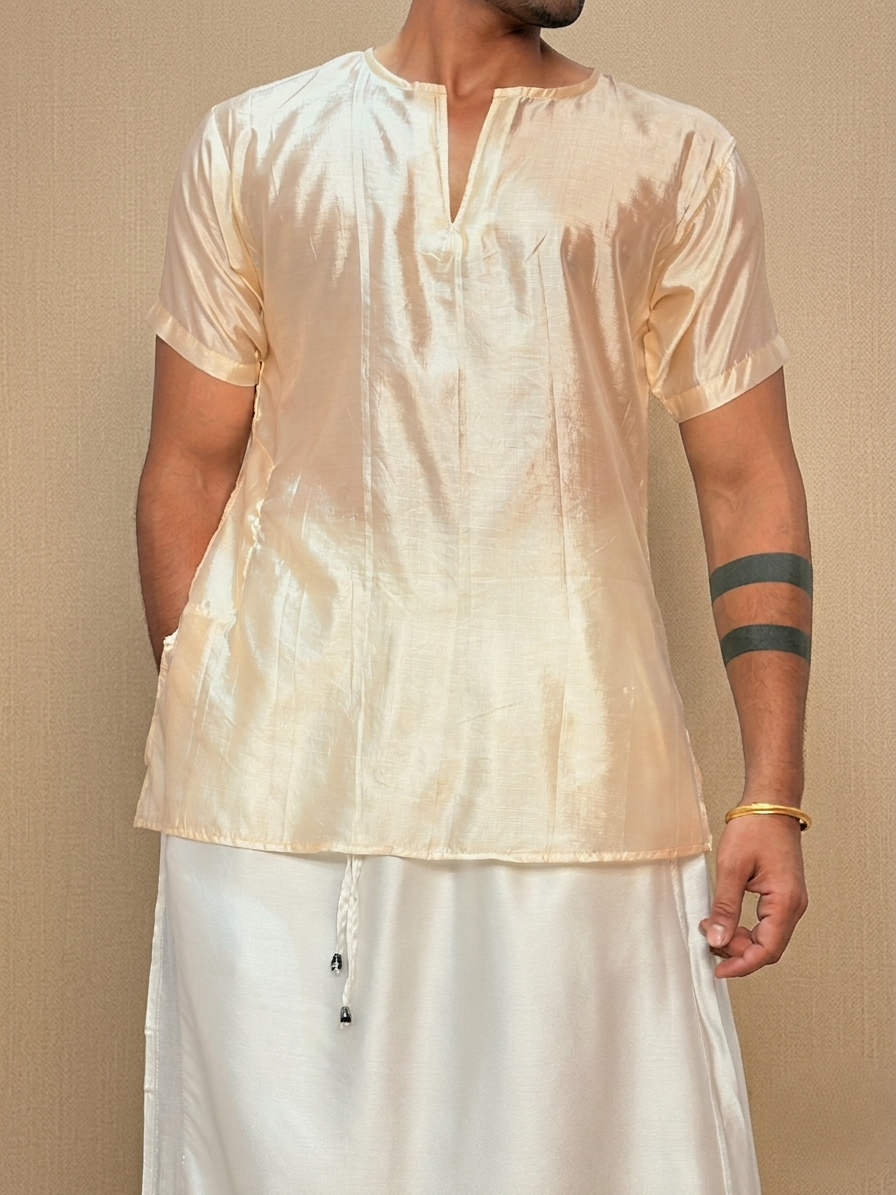 Men Silk Off-White Colour Kurta. - Image 5