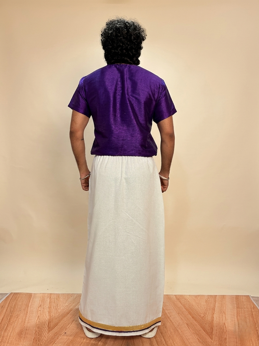Men Royal Purple Colour Mulbery Kurta. - Image 5
