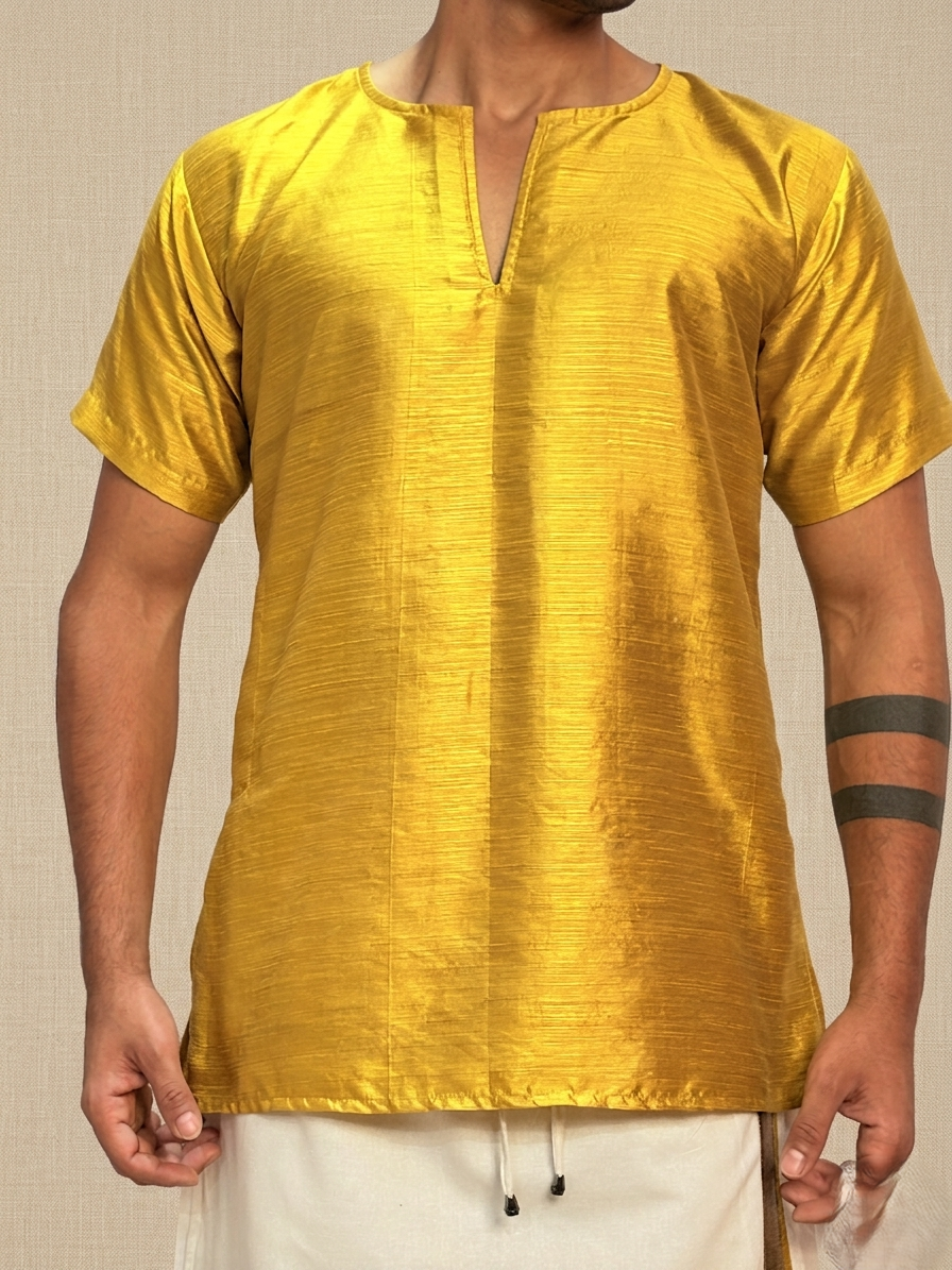 Men Mustard Yellow Colour Mulberry Kurta. - Image 6