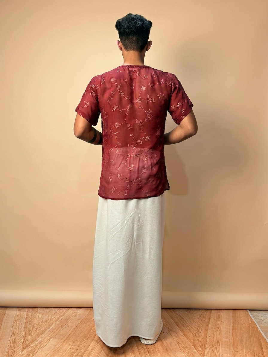 Men Silk Marron Colour Kurta. - Image 5