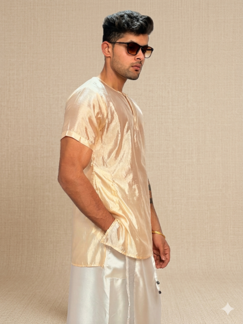 Men Silk Off-White Colour Kurta.