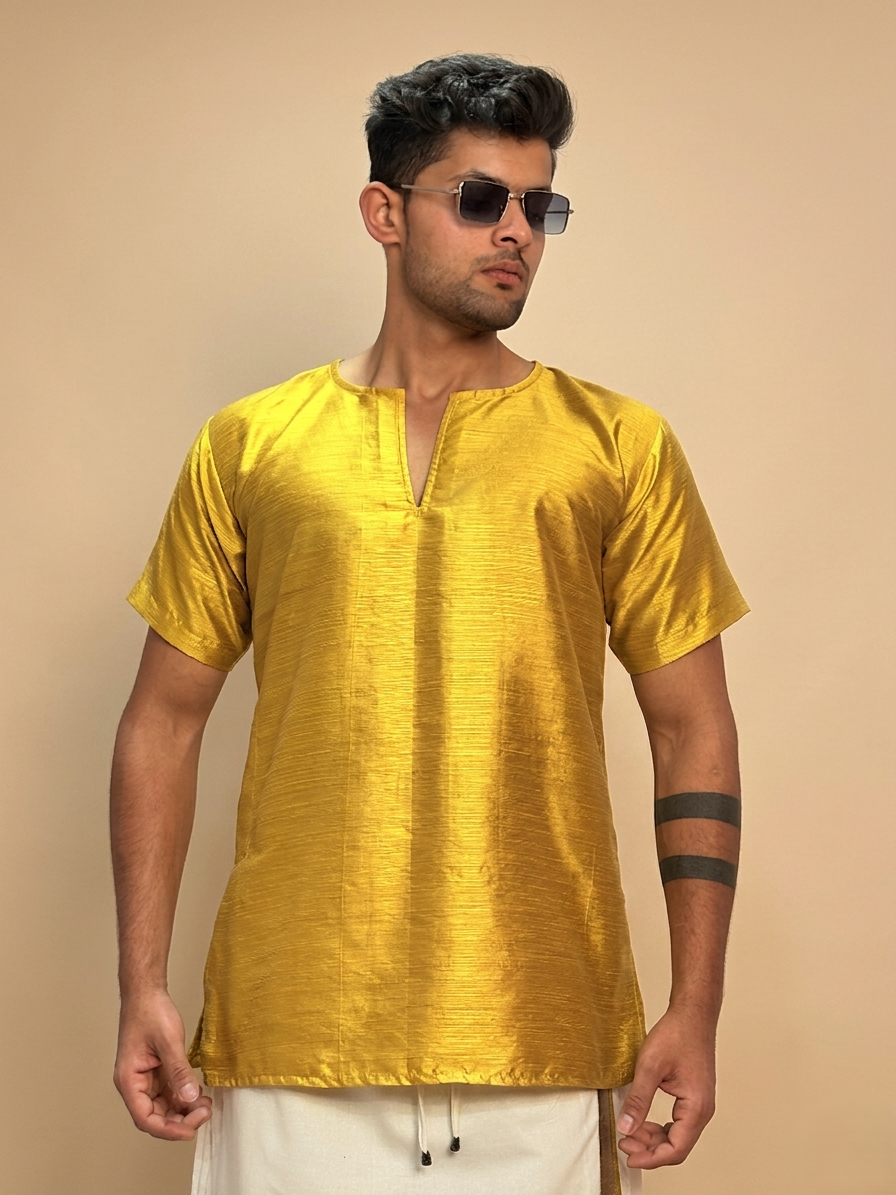 Men Mustard Yellow Colour Mulberry Kurta.
