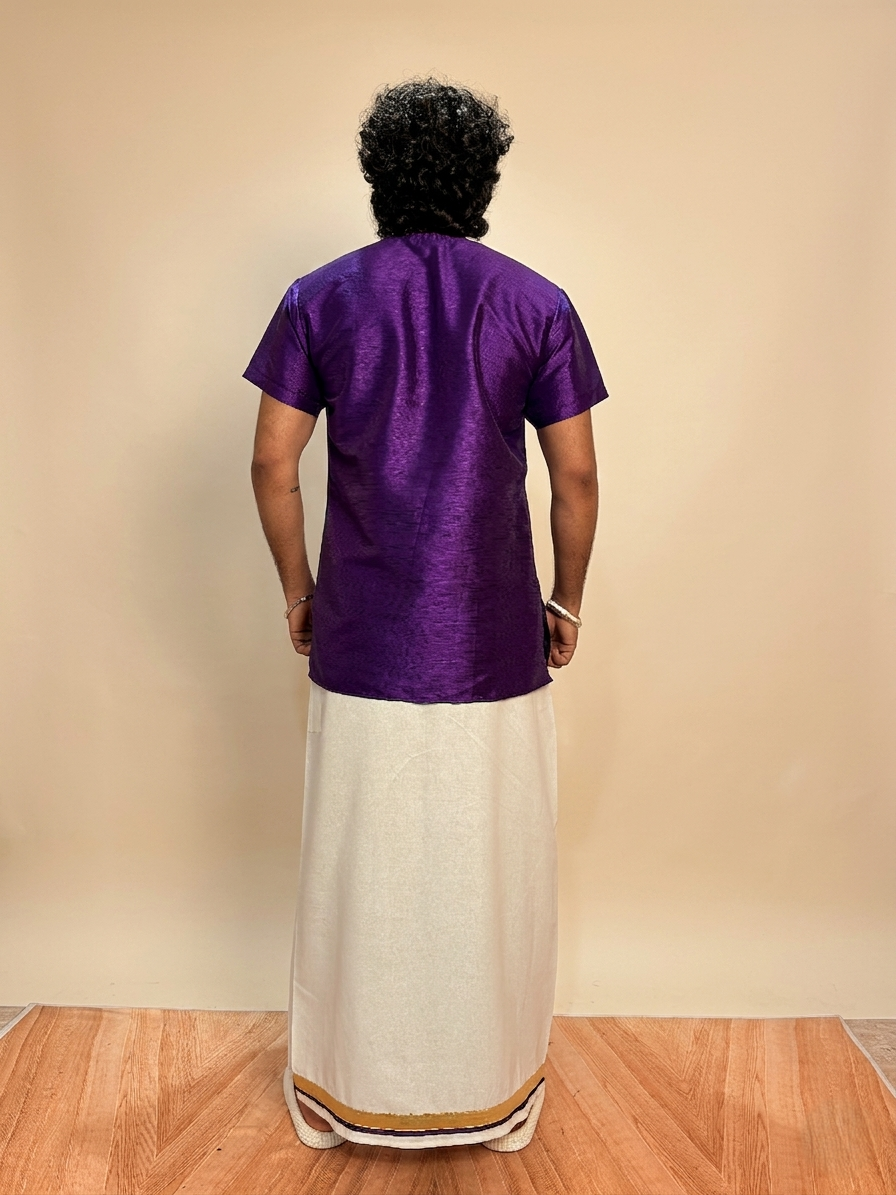 Men Royal Purple Colour Mulbery Kurta. - Image 7
