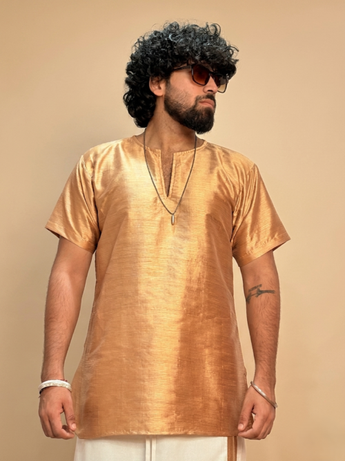 Men Golden Colour Mulberry Kurta.