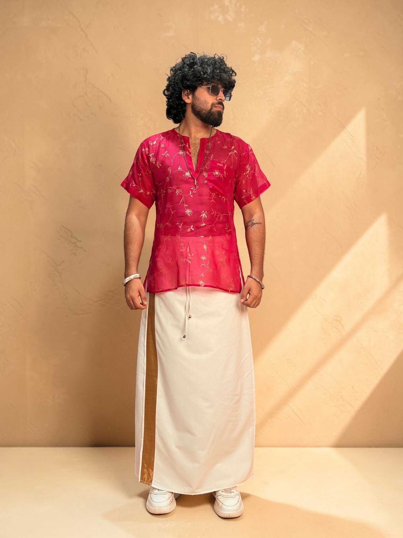 Men Silk Rani Pink Colour Kurta. - Image 3