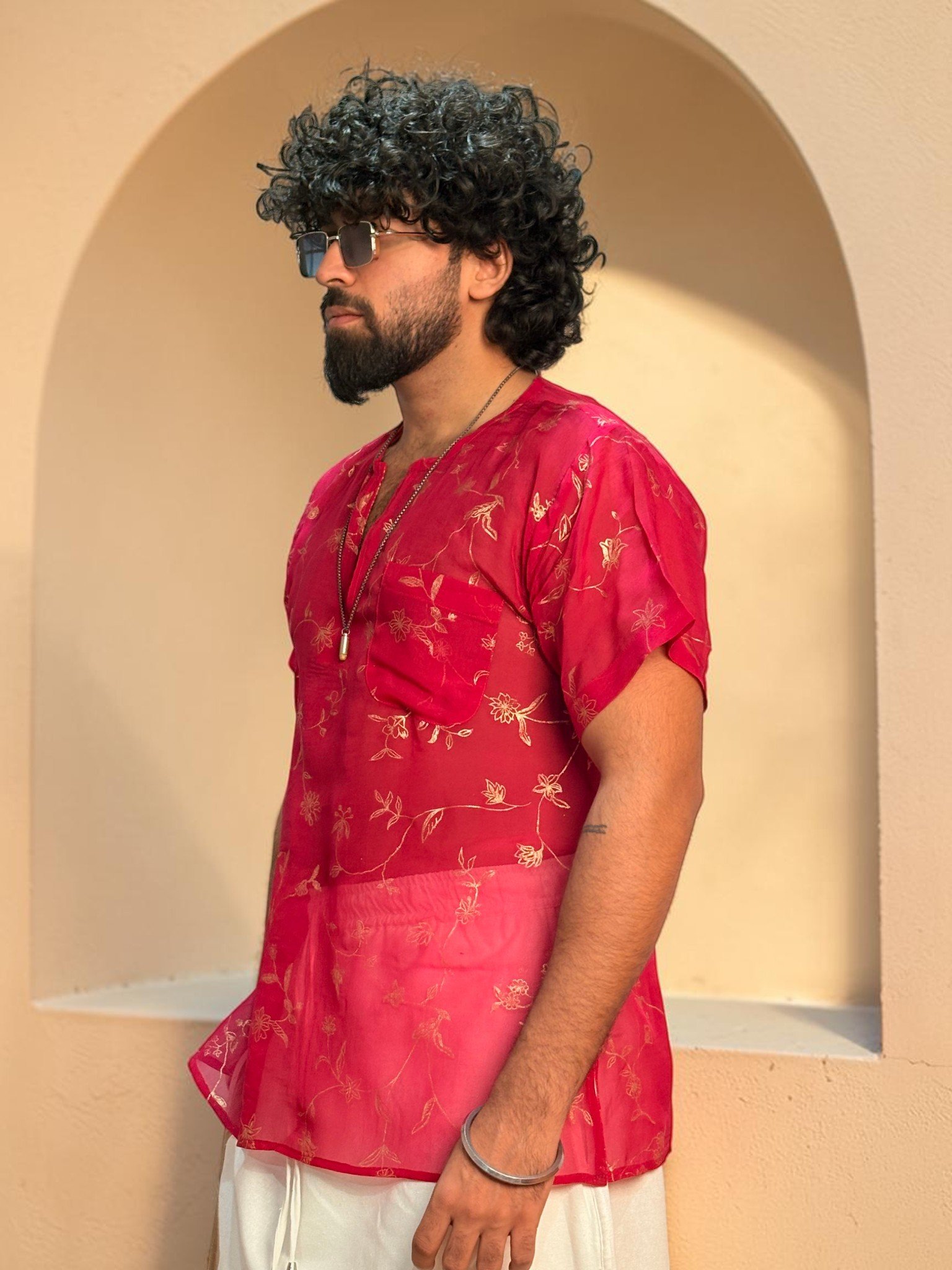 Men Silk Rani Pink Colour Kurta. - Image 6