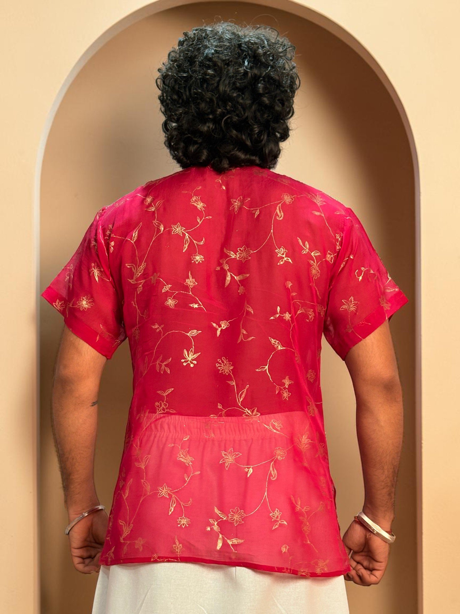 Men Silk Rani Pink Colour Kurta. - Image 7