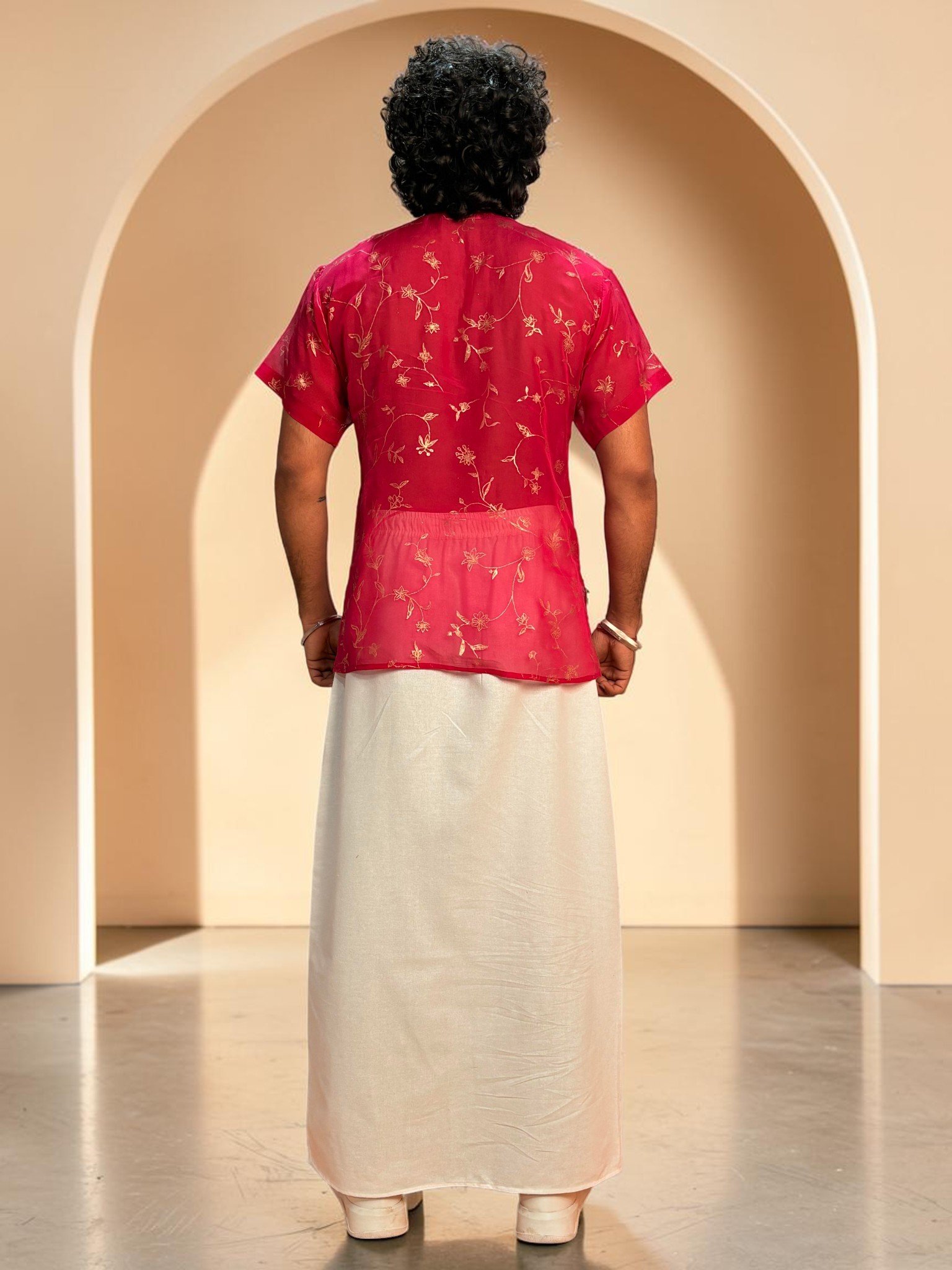 Men Silk Rani Pink Colour Kurta. - Image 8