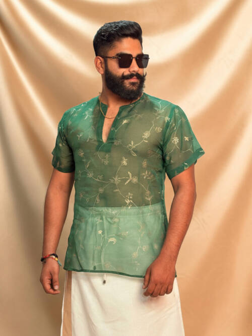 Men Silk Green  Colour Kurta.