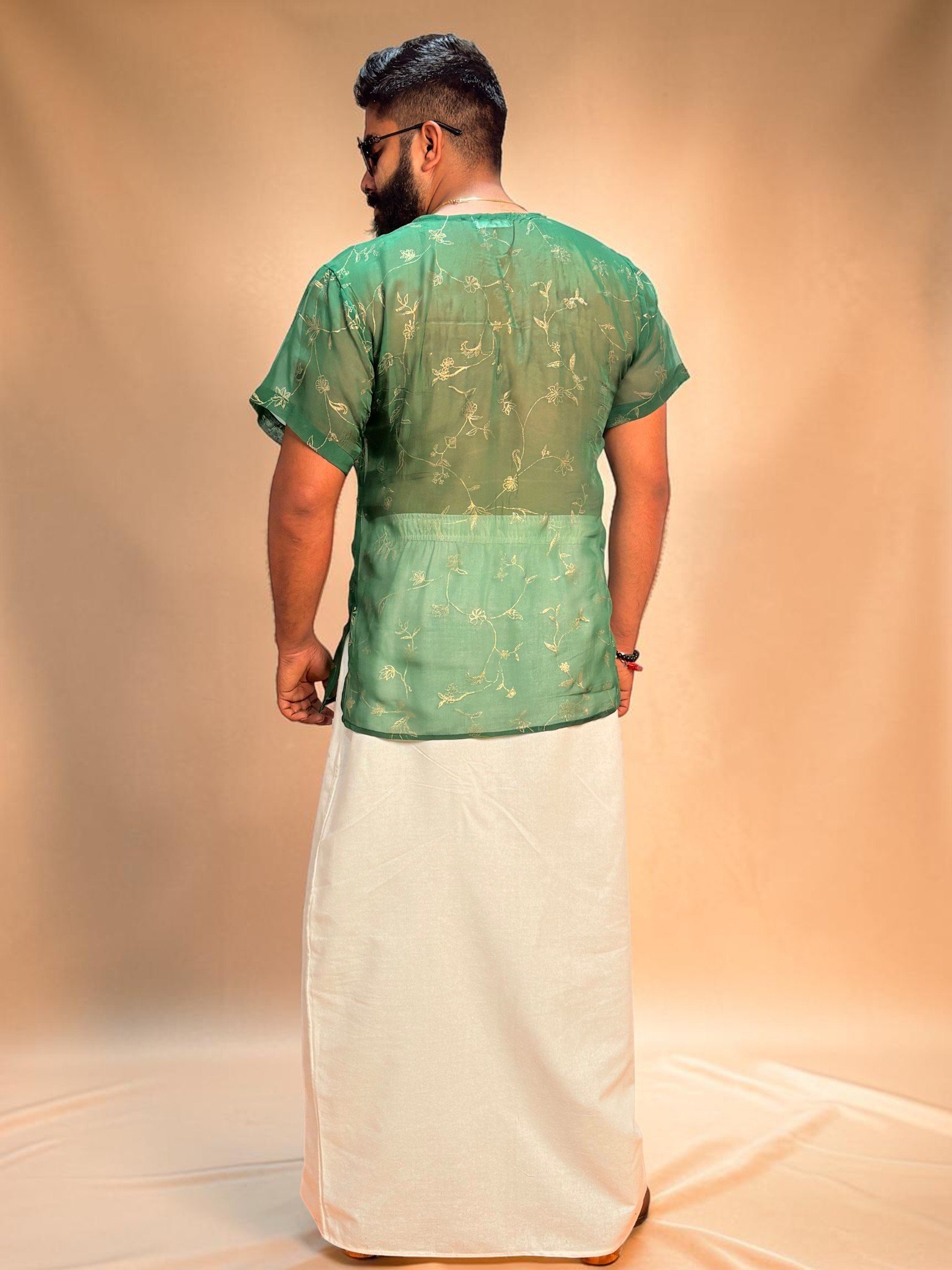 Men Silk Green Colour Kurta. - Image 6