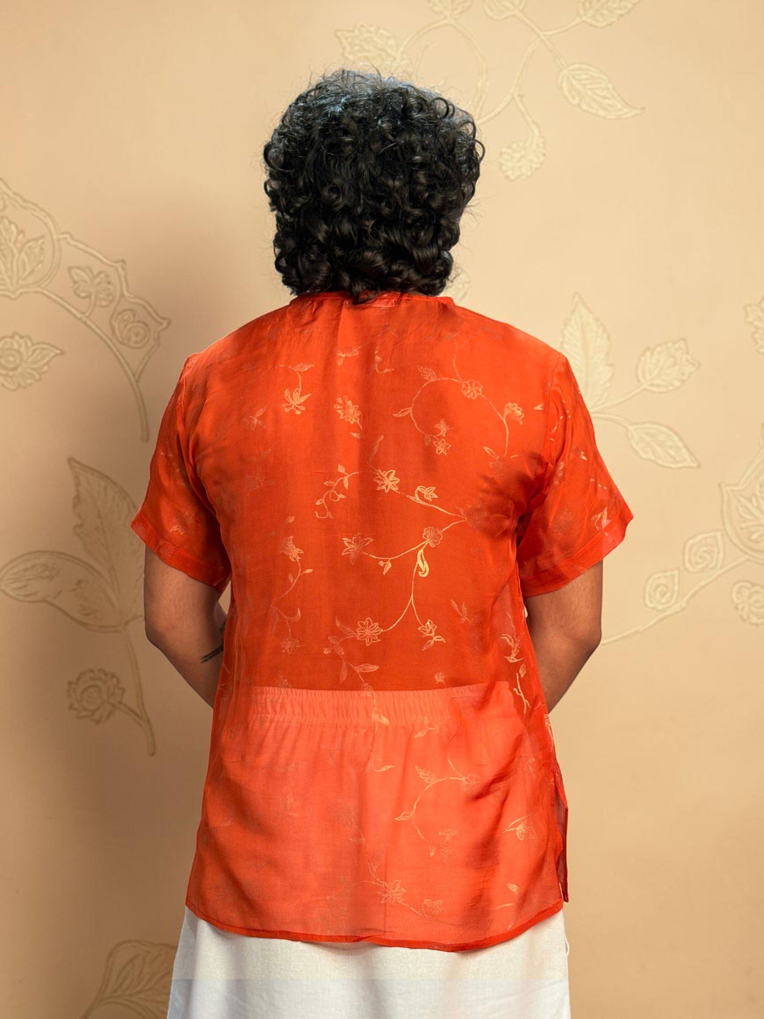 Men Silk Orange Colour Kurta. - Image 7