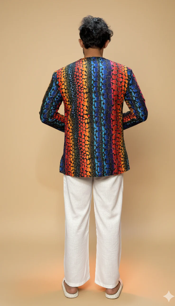 Men’s Abstract Printed Straight Kurta - Image 5