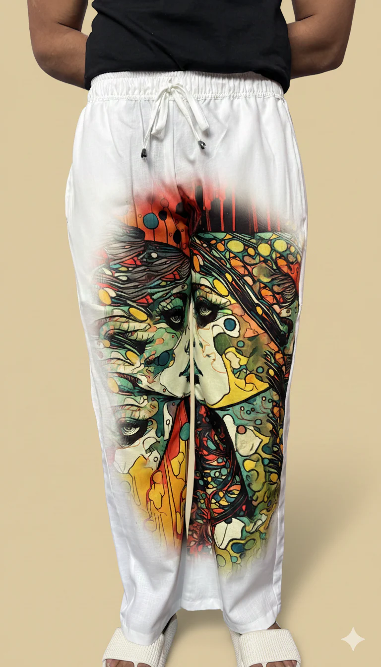 Men White Expression Face Print Pajama