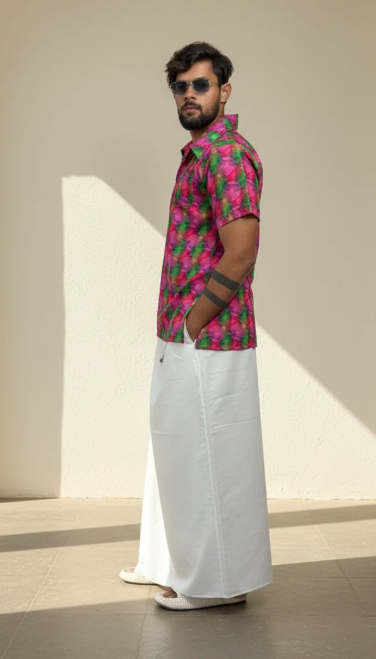 Men Geometric Floral Print Shirt-Collar Kurta - Image 4