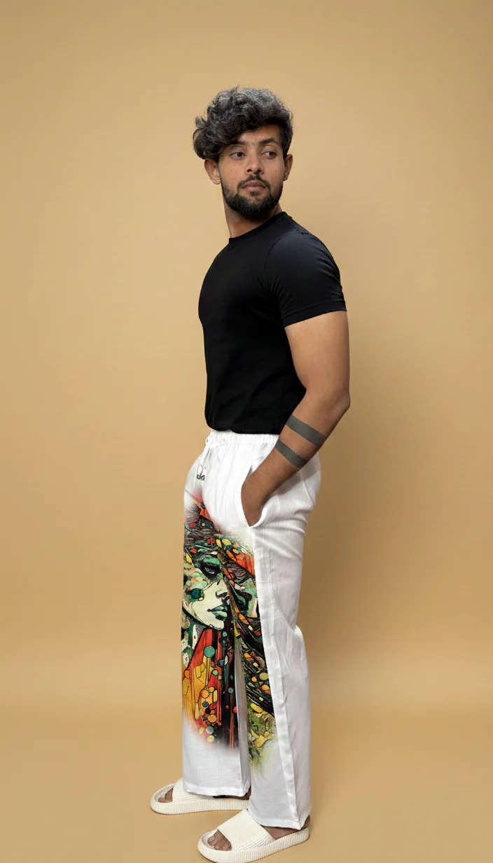 Men White Expression Face Print Pajama - Image 3