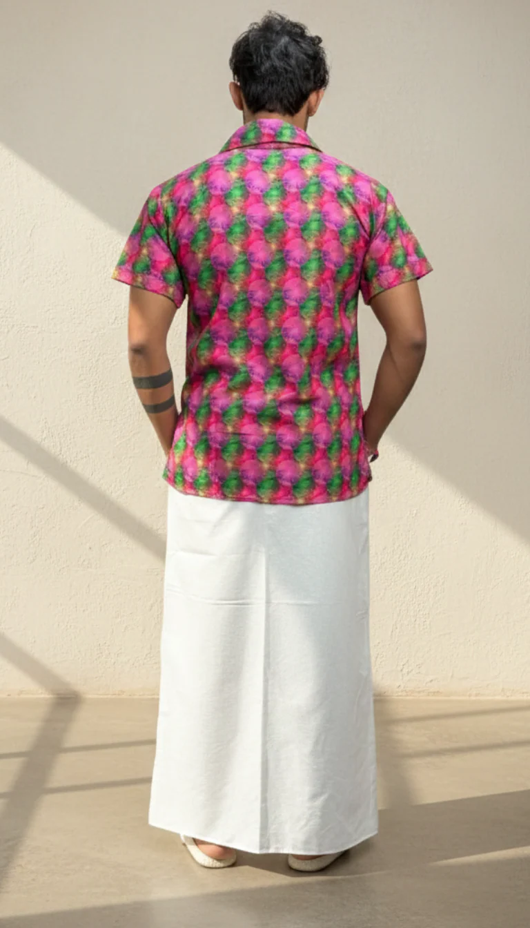 Men Geometric Floral Print Shirt-Collar Kurta - Image 2