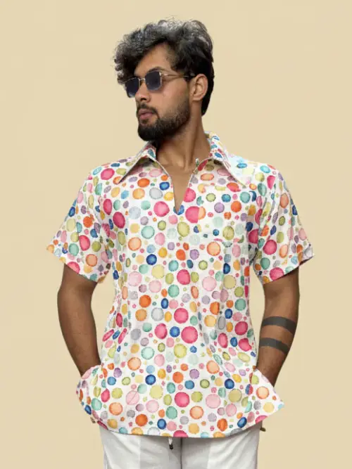 Men Multi Color Polka Dot – Short Sleeve