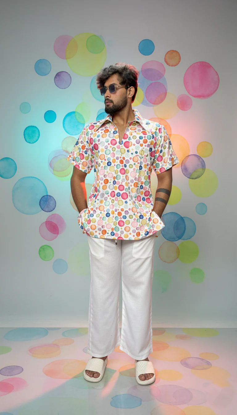 Men Multi Color Polka Dot – Short Sleeve - Image 4