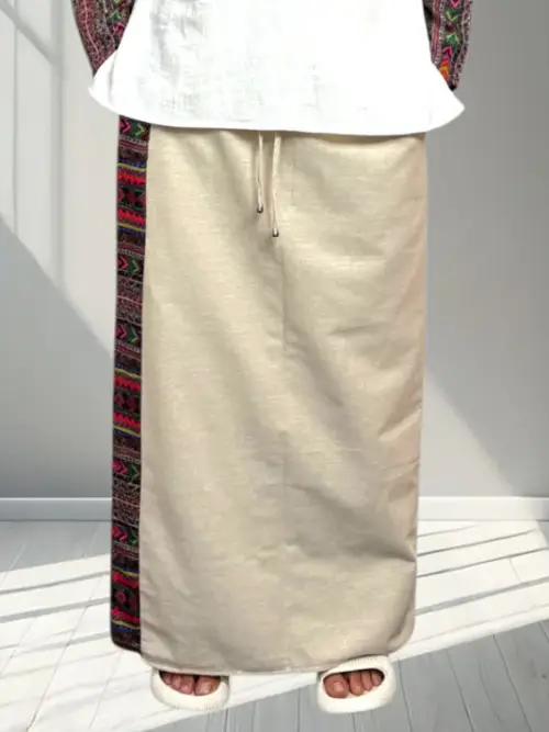 Men Beige Color With Refined Border Pajamalungi