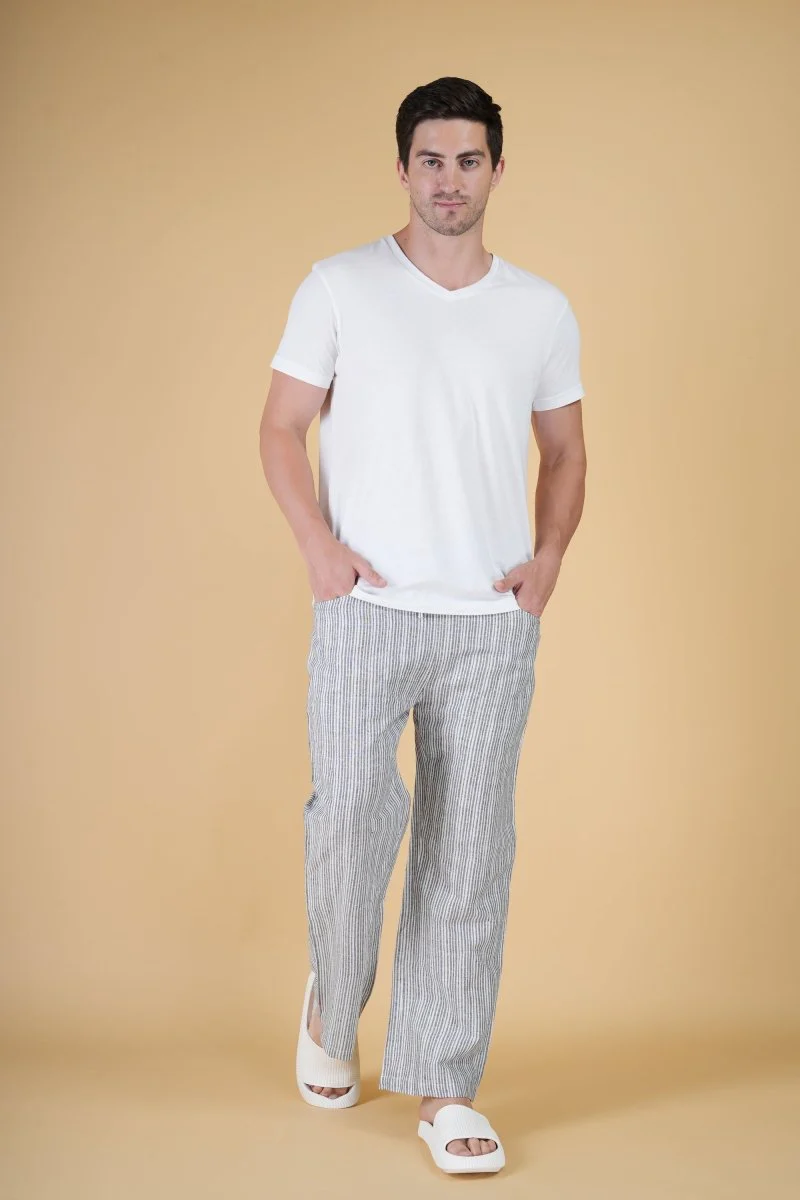 Men Grey Stripe Pajama - Image 2