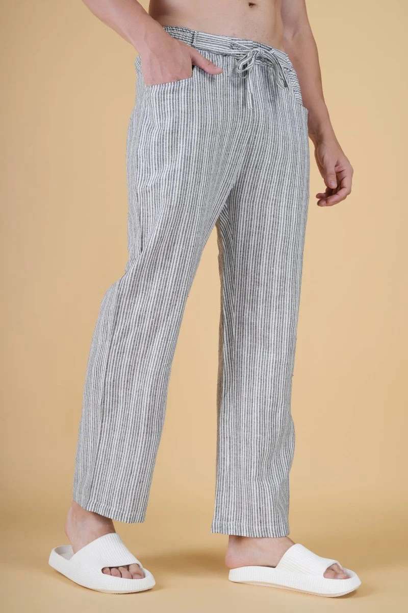 Men Grey Stripe Pajama - Image 5