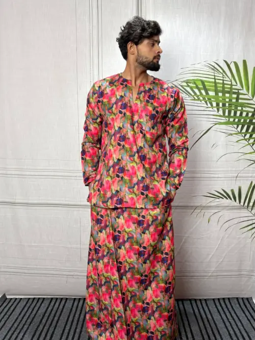 Men Abstract Brushstroke Print Pajamalungi