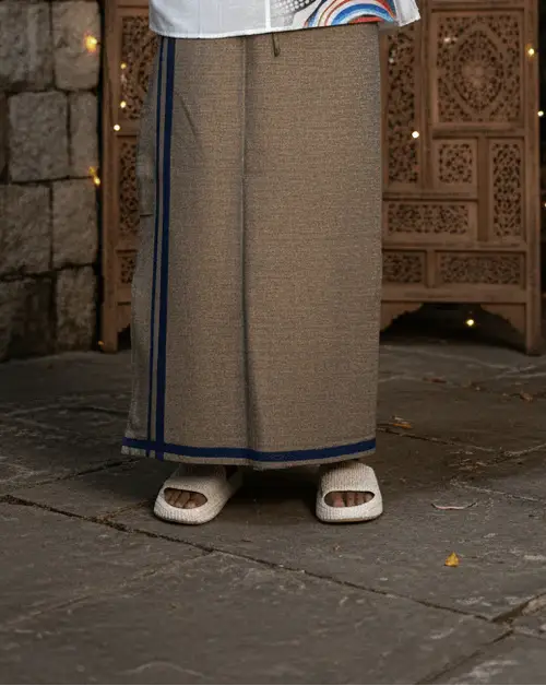 Brown color with dark blue stripes pajamalungi for men