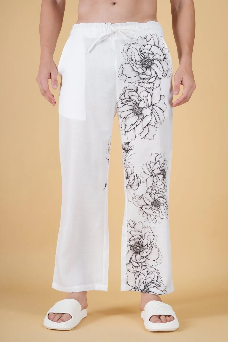 Floral Print White Pajama