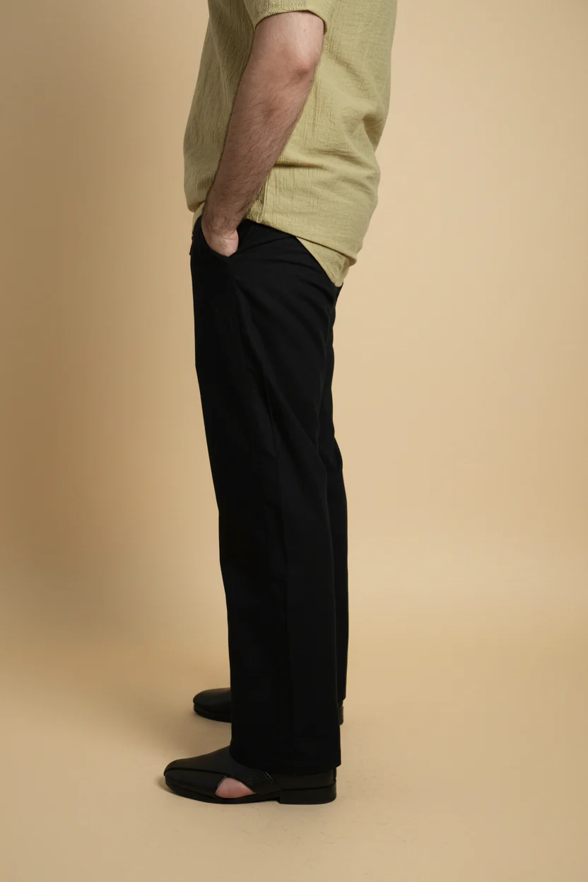 Men Mid Rise Black Colour Cotton Lounge Pajama Pant - Image 3