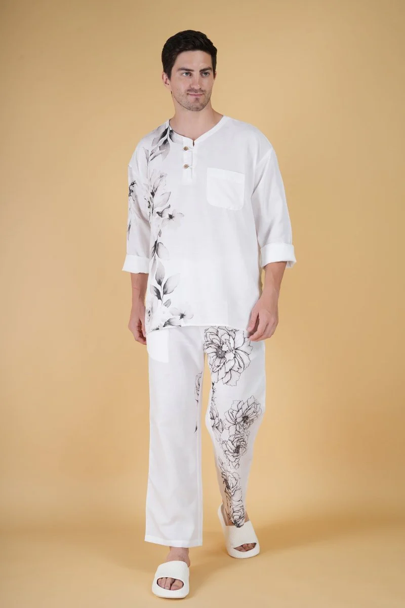 Floral Print White Pajama - Image 3