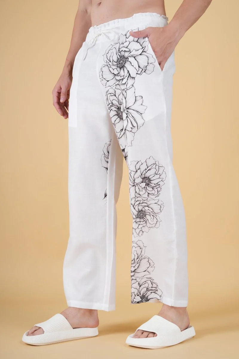 Floral Print White Pajama - Image 4