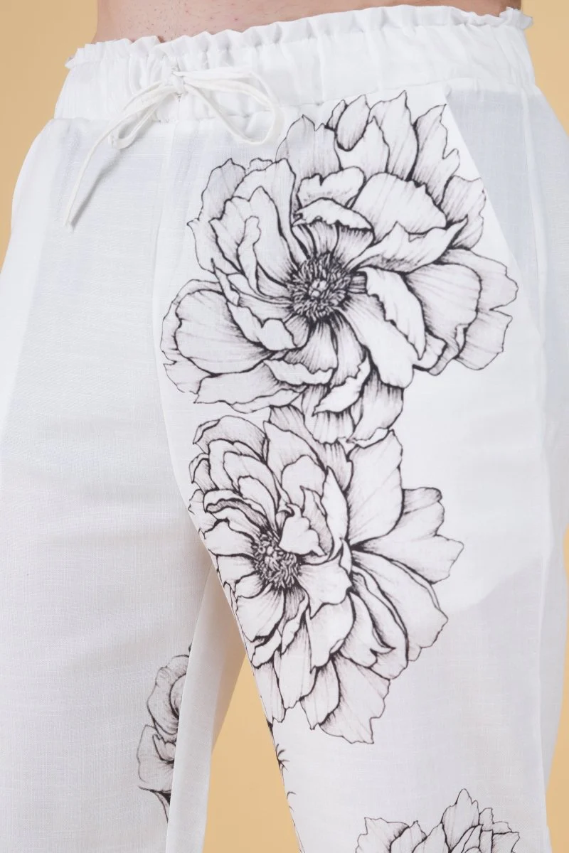 Floral Print White Pajama - Image 2