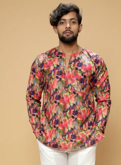 Men’s Multicolor Ethnic Print Kurta